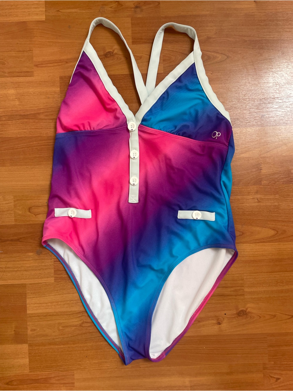 Girls Gradient Blue-Pink One-Piece Swimsuit